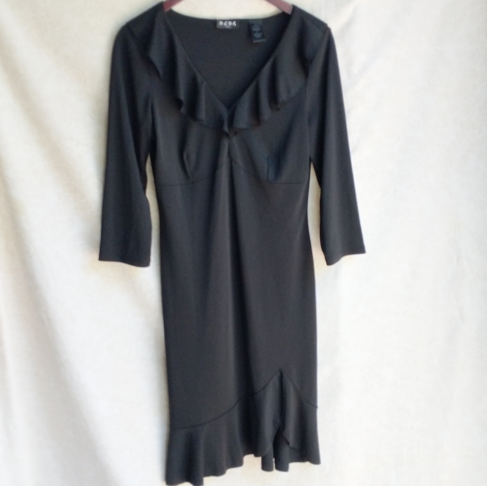 BCBG Paris Black Ruffle Neck Dress